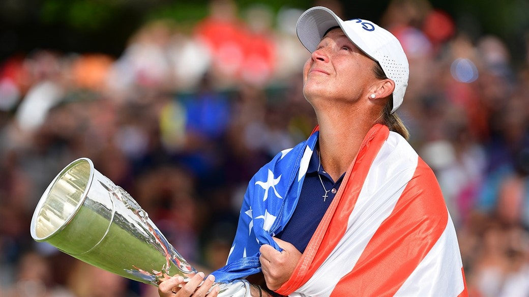 Angela Stanford celebrating win