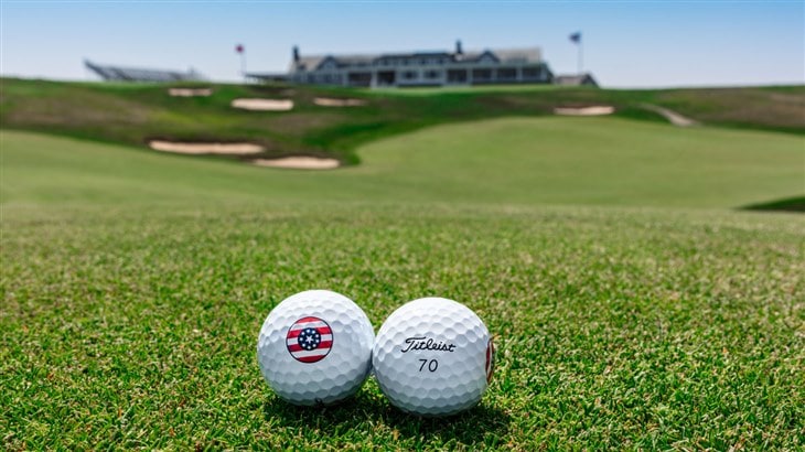 Pro V1 golf balls at Shinnecock